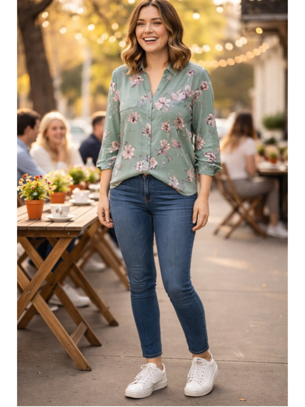 Candie's Green and Pink Floral lace Button Down Shirt juniors size 3x